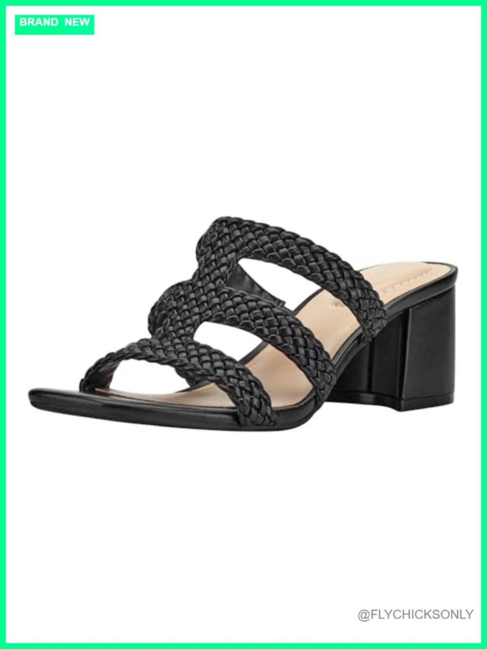 Bandolino Mumm Faux Leather Square Toe Slip-On Block Heel Sandal